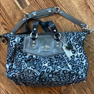 Vintage Coach Gray Leopard Print Bag